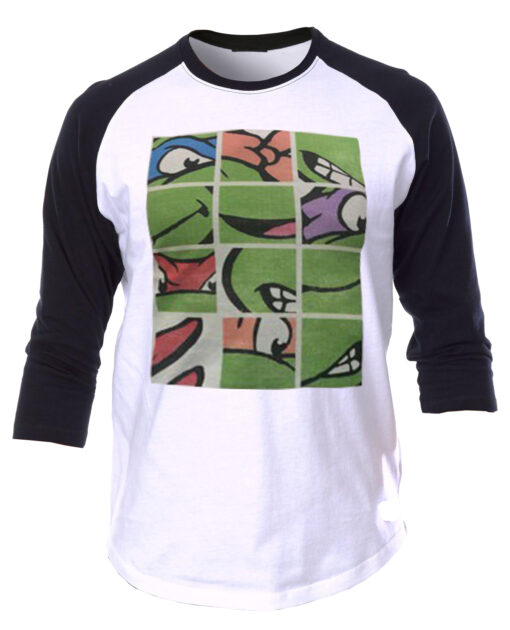 PLAYERA MANGA LARGA TORTUGAS NINJA MOSAICO BLANCO Y NEGRO CHICA