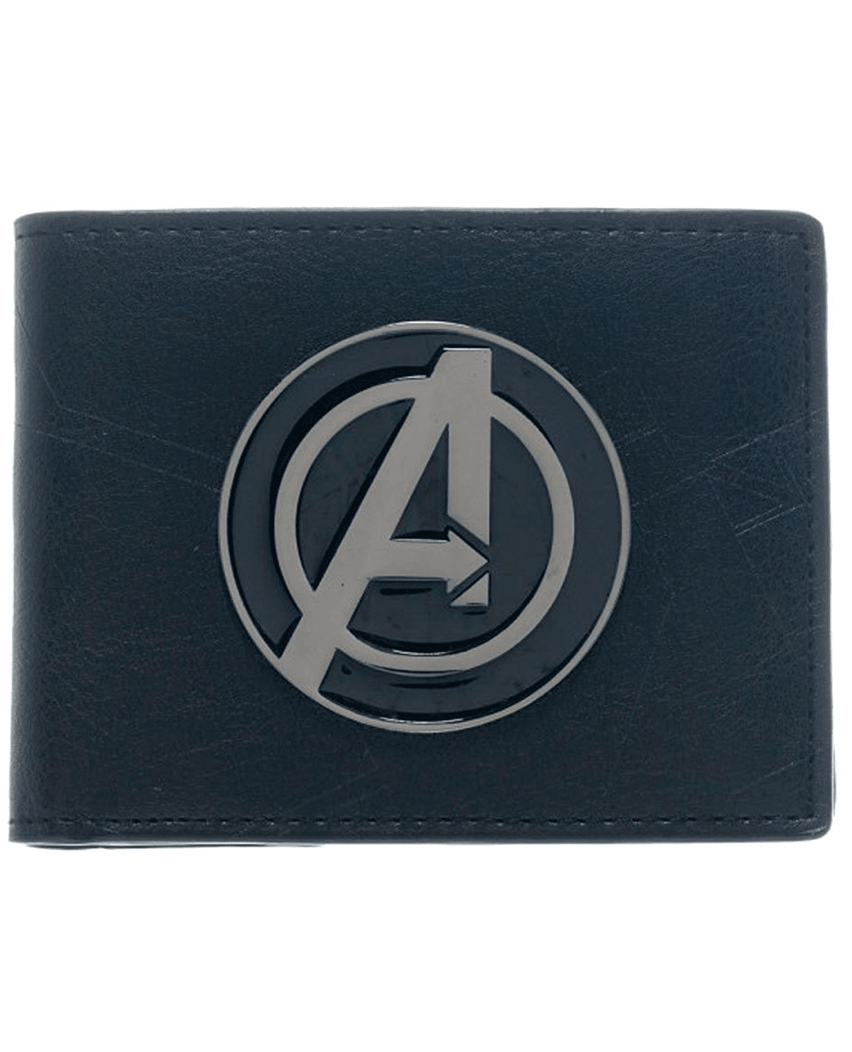 CARTERA AVENGERS CON PLACA METALICA NEGRA