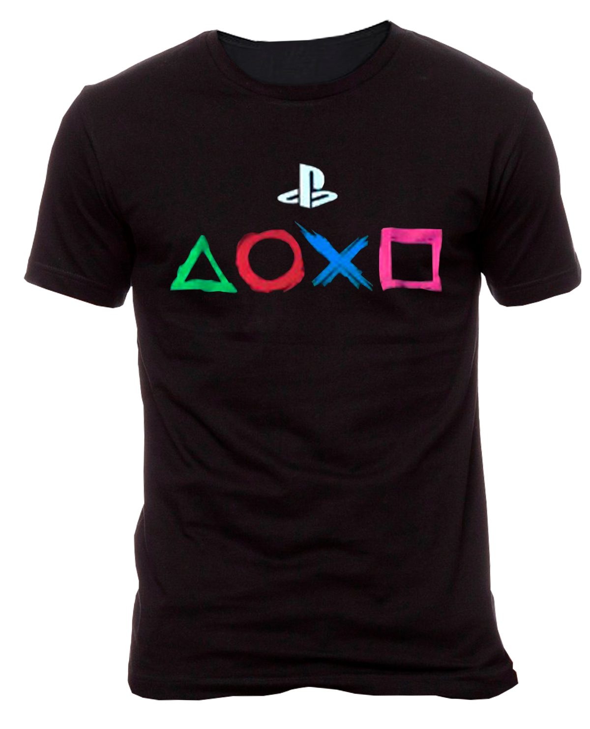PLAYERA PLAY STATION BOTONES NEGRA GRANDE