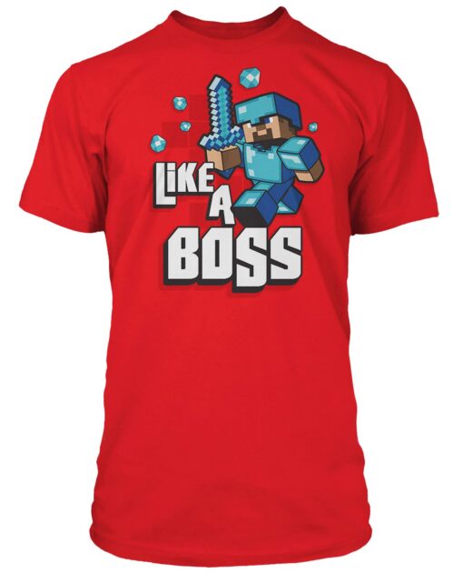 PLAYERA MINECRAFT LIKE A BOSS ROJA MEDIANA
