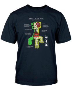 PLAYERA MINECRAFT CREEPER ANATOMY AZUL MARINO MEDIANA