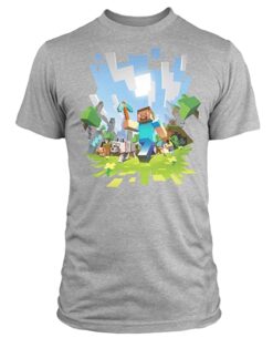 PLAYERA MINECRAFT AVENTURERO GRIS GRANDE