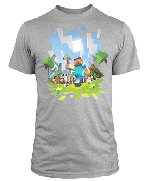 PLAYERA MINECRAFT AVENTURERO GRIS GRANDE