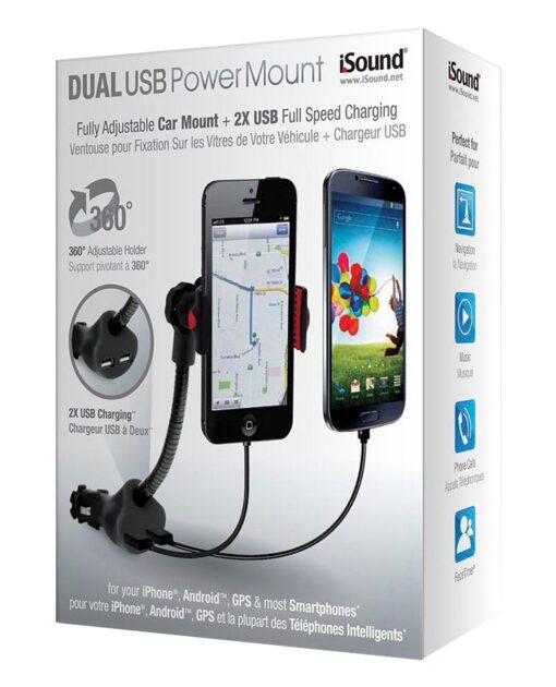 DUAL USB POWER MOUNT BLACK - Image 2