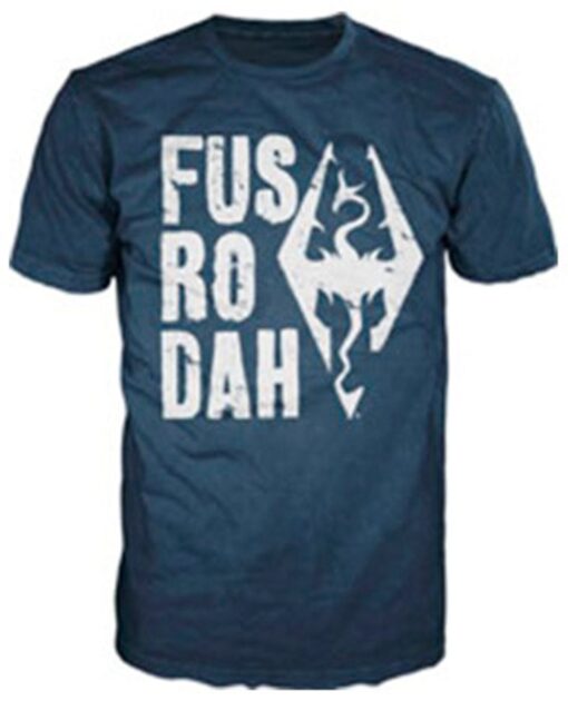 PLAYERA THE ELDER SCROLLS SKYRIM FUS RO DAH AZUL MARINO UNITALLA