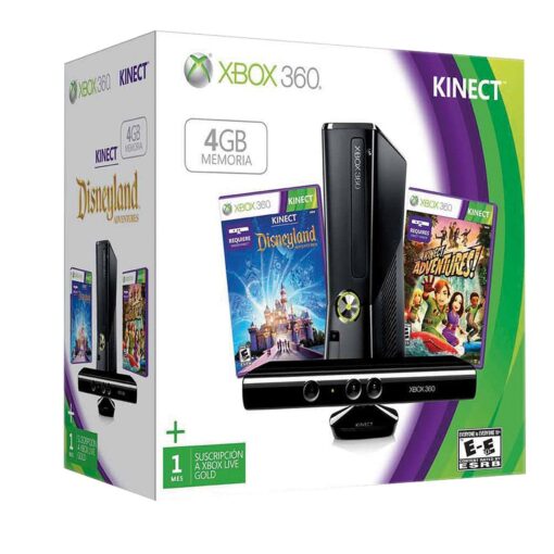 CONSOLA XBOX 360 SLIM 4GB PAQUETE CON KINECT DE TEMPORADA
