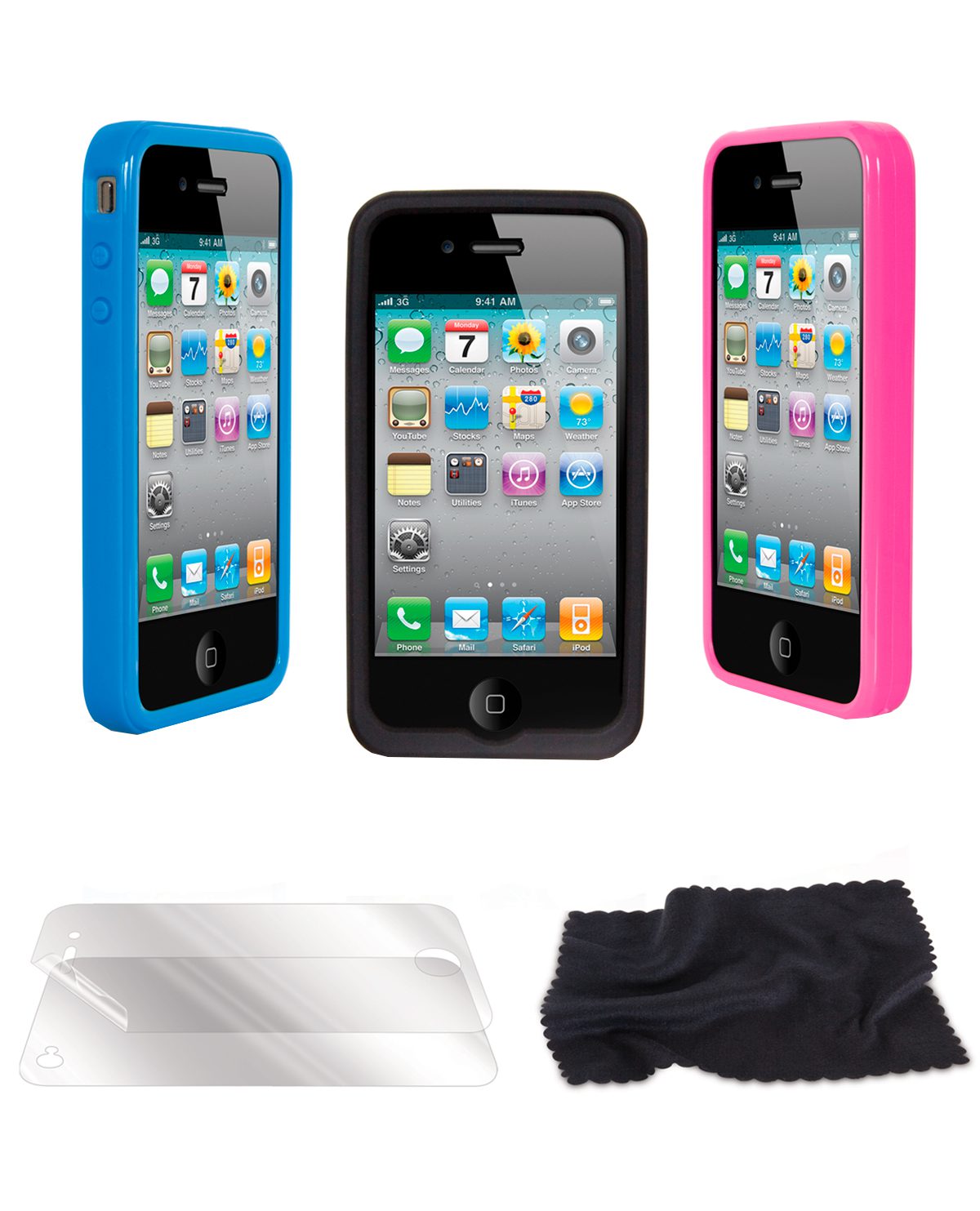KIT 3 EN 1 IPHONE 4 FUNDAS