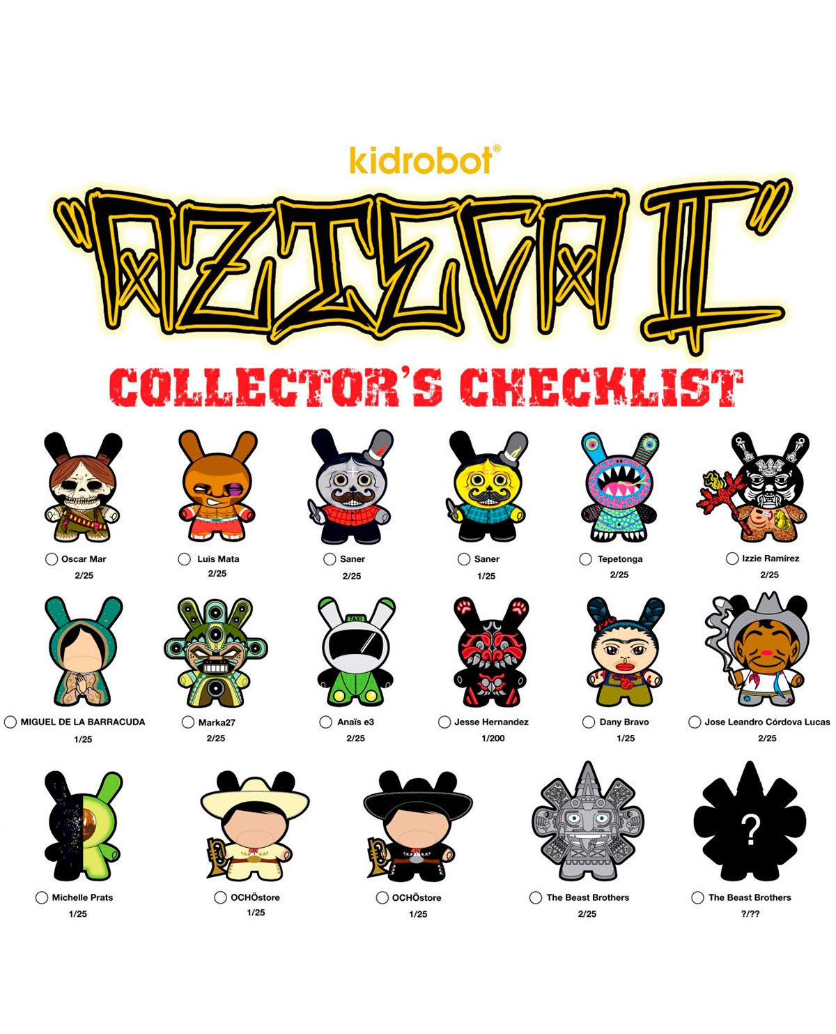 kidrobot DUNNY AZTECA2 22体セット Kidrobot Dunny 2011 Azteca II 2 vinyl figure MInigod by