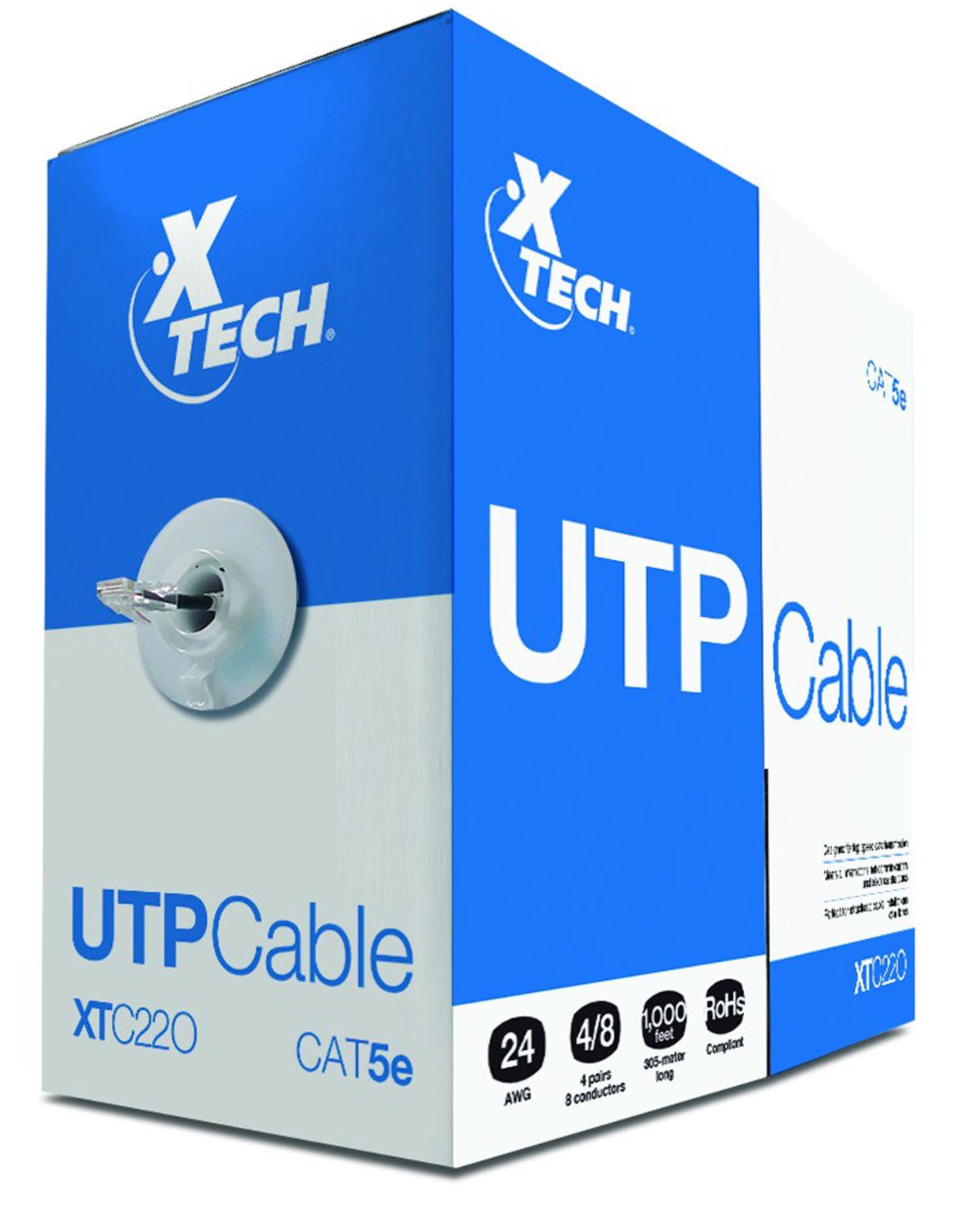 Xtech Bulk cable RJ45 M to RJ45 M 305 m UTP CAT 5e gray