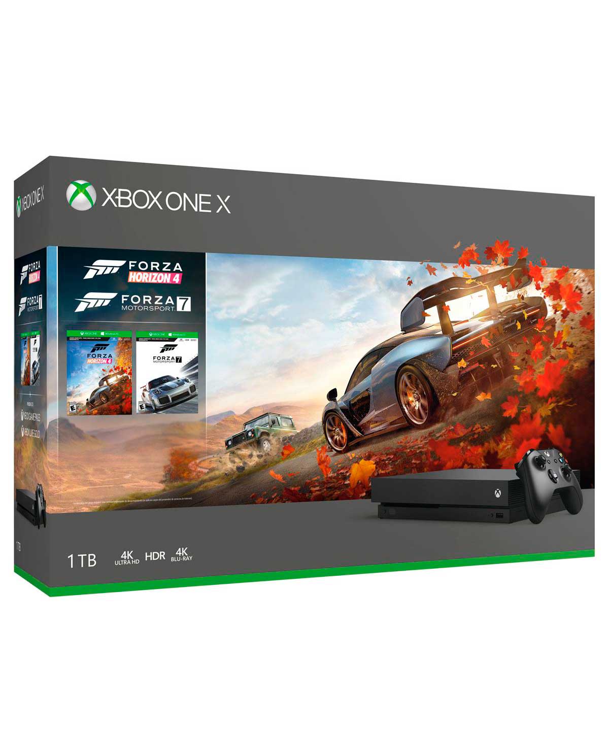CONSOLA XBOX ONE X NEGRO 1TB CON FORZA HORIZON 4 Y FORZA MOTORSPORT 7