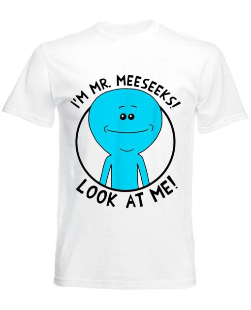 PLAYERA RICK AND MORTY MR MEESEEKS BLANCA GRANDE