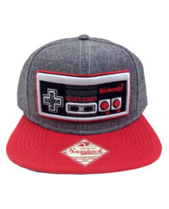 GORRA SNAPBACK NINTENDO CONTROL NES GRIS ROJO