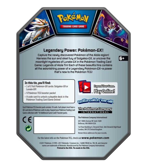 LATA POKEMON TRADING CARD GAME LEGENDS OF ALOLA SOLGALEO GX - Image 3