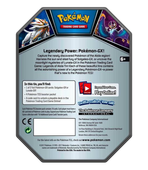 LATA POKEMON TRADING CARD GAME LEGENDS OF ALOLA LUNALA GX - Image 3