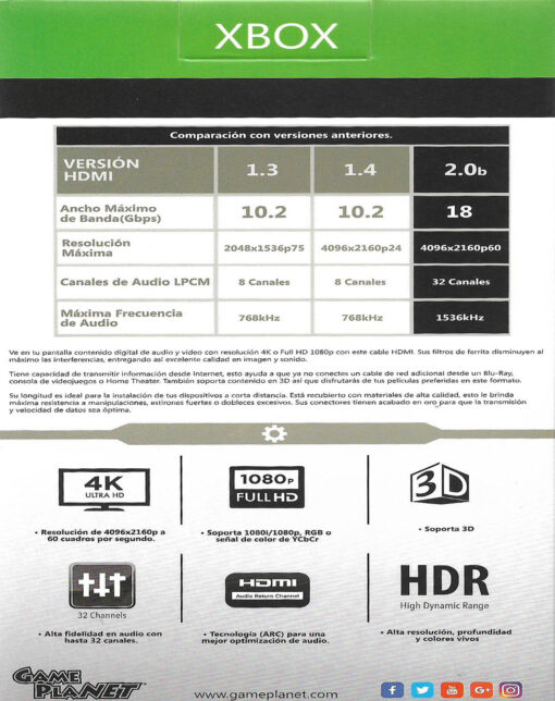 CABLE HDMI 2.0 GP VERDE 1.8 METROS - Image 3
