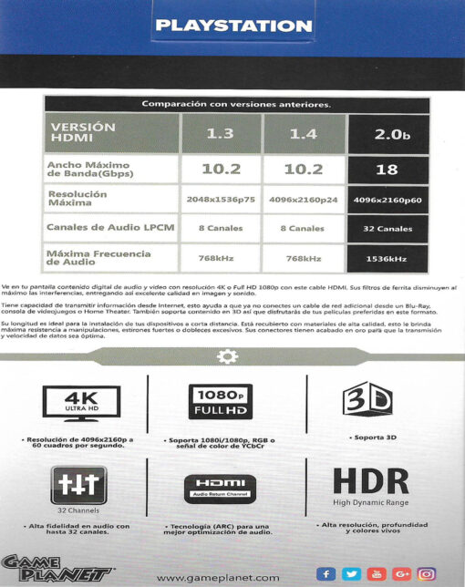 CABLE HDMI 2.0 GP AZUL 1.8 METROS - Image 3
