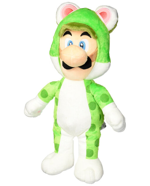 PELUCHE MARIO BROS LUIGI CON TRAJE DE GATO 36 CM