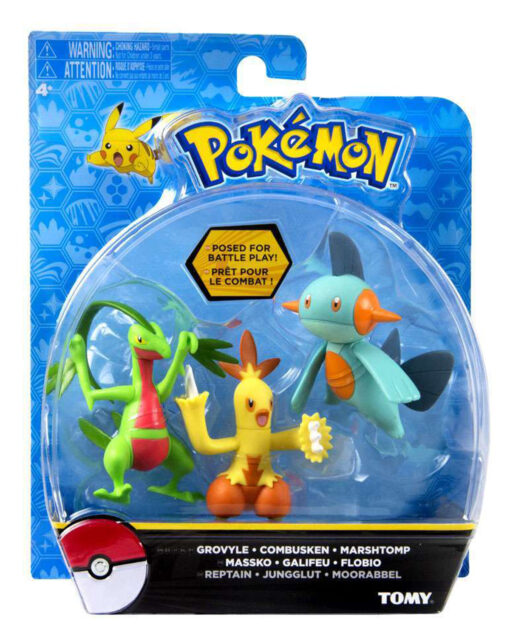 FIGURA POKEMON SET TRIPLE GROVYLE COMBUSKEN Y MARSHTOMP - Image 2