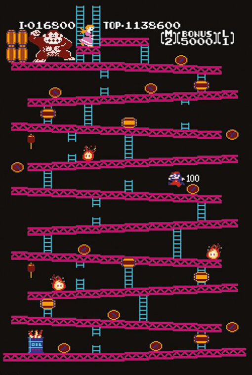 Poster Donkey Kong Classic Games Oude 8 bit Retro Vintage