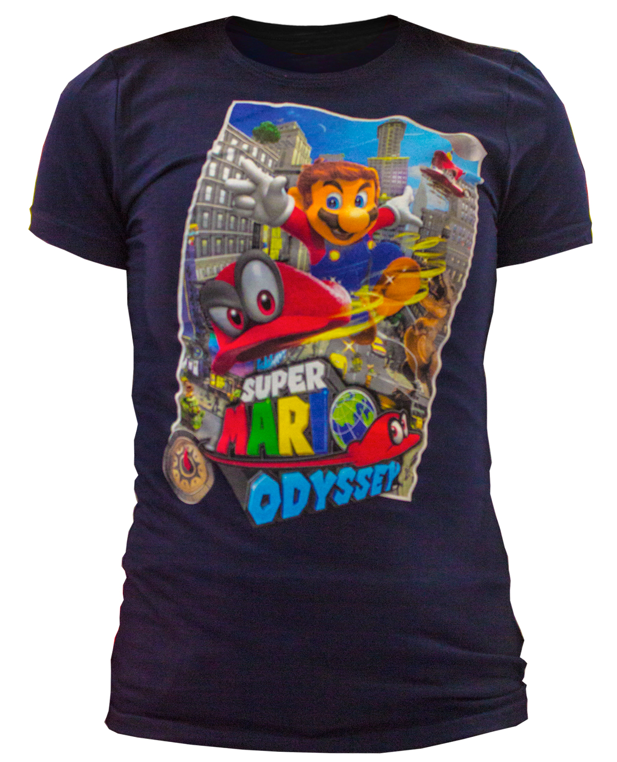 PLAYERA SUPER MARIO ODYSSEY AZUL PARA DAMA MEDIANA