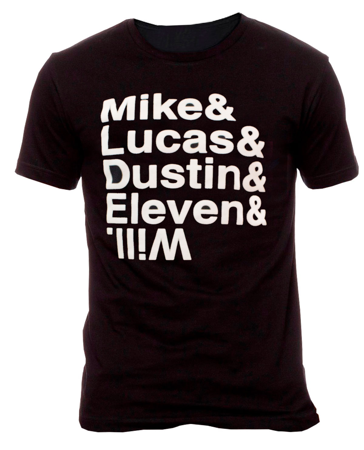 PLAYERA STRANGER THINGS NOMBRES NEGRA GRANDE