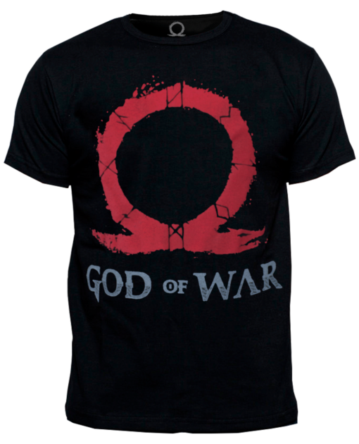 PLAYERA GOD OF WAR LOGO VERTICAL NEGRA CHICA