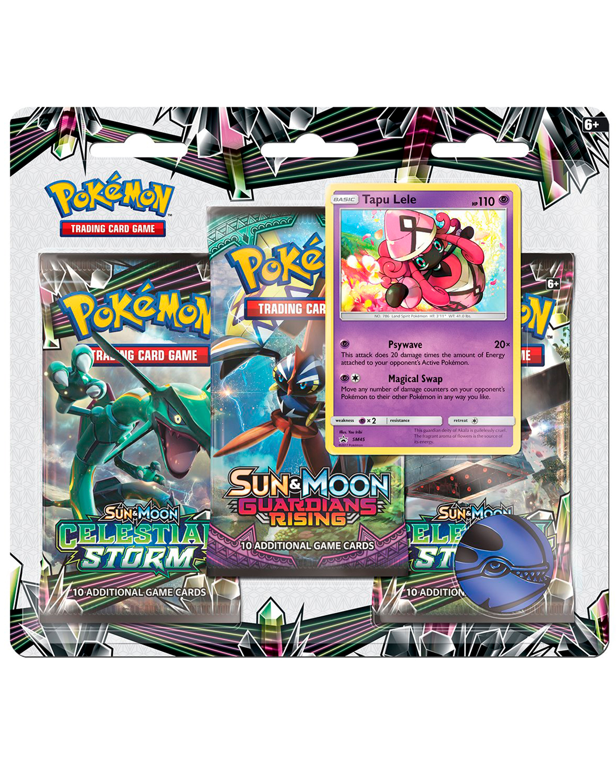 TRIPLE SOBRE POKEMON TRADING CARD GAME SUN AND MOON CELESTIAL STORM TAPU LELE