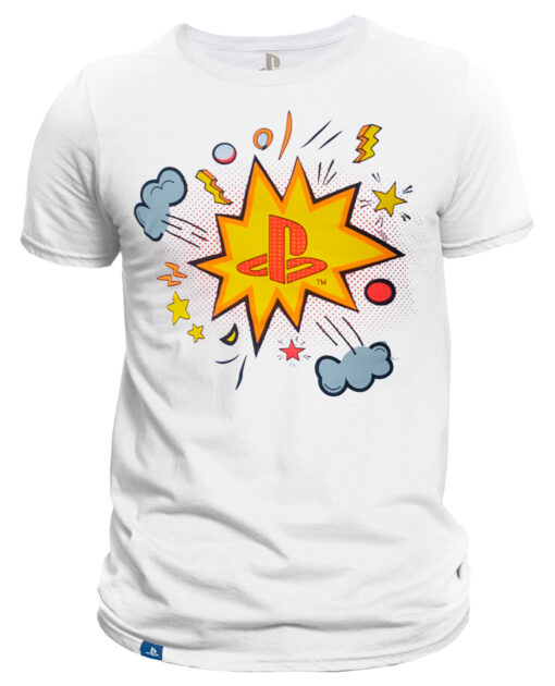 PLAYERA PLAYSTATION COMIC BLANCA GRANDE