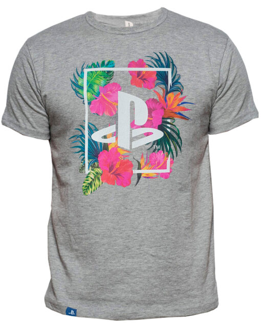 PLAYERA PLAYSTATION TROPICAL GRIS MEDIANA