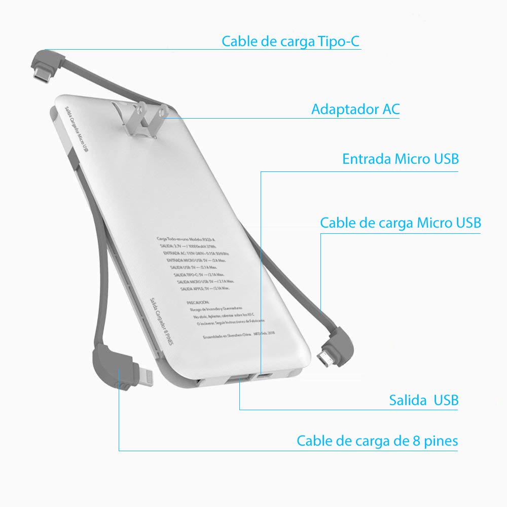 BATERIA INALAMBRICA RECARGABLE GP TODO EN UNO BLANCA 5000 MAH - Image 2