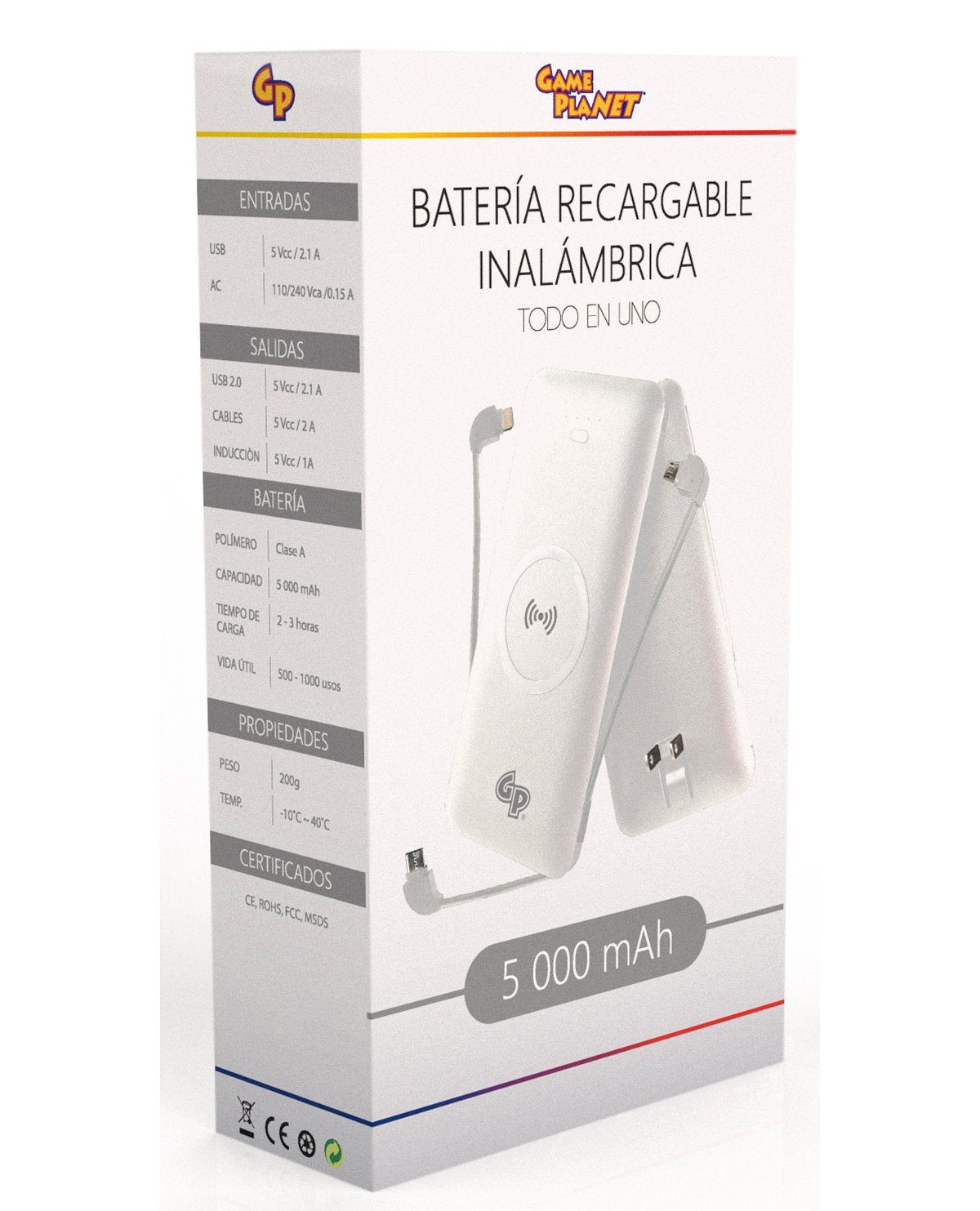 BATERIA INALAMBRICA RECARGABLE GP TODO EN UNO BLANCA 5000 MAH - Image 4