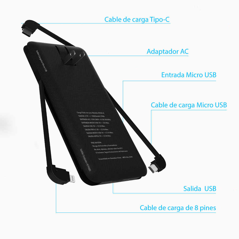 BATERIA RECARGABLE GP TODO EN UNO NEGRA 10000MAH - Image 3