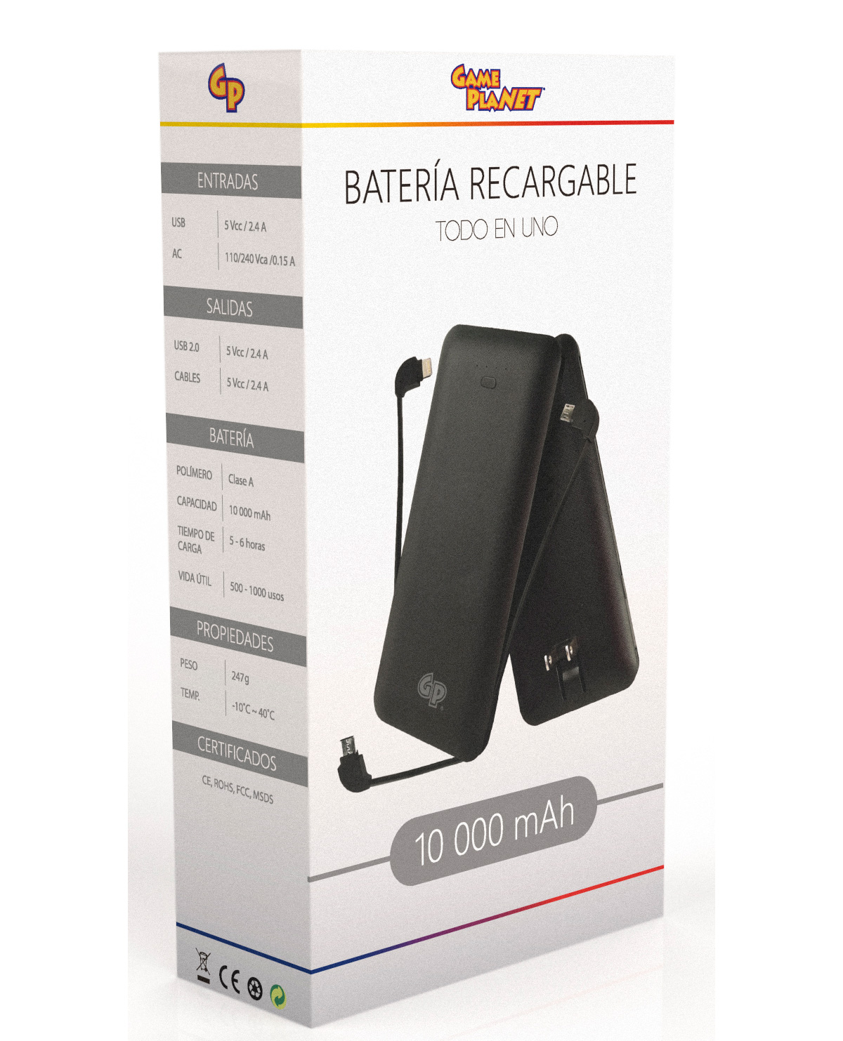 BATERIA RECARGABLE GP TODO EN UNO NEGRA 10000MAH - Image 4