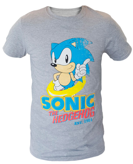 PLAYERA SONIC THE HEDGEHOG GRIS GRANDE