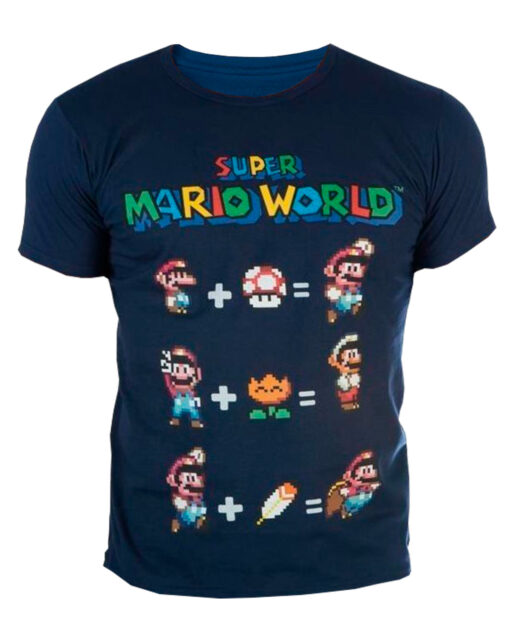 PLAYERA SUPER MARIO WORLD AZUL GRANDE