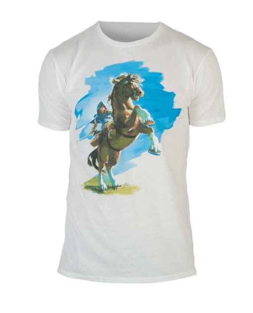 PLAYERA THE LEGEND OF ZELDA LINK Y EPONA BLANCA MEDIANA