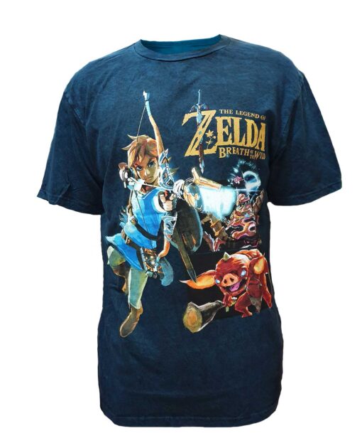 PLAYERA THE LEGEND OF ZELDA LINK AND MONSTERS AZUL GRANDE