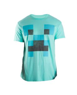 PLAYERA JUVENIL MINECRAFT CARA CREEPER AZUL MEDIANA