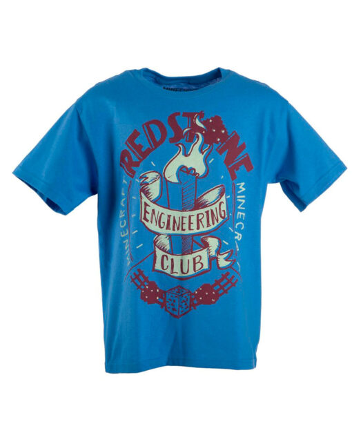 PLAYERA JUVENIL MINECRAFT REDSTONE ENGINEERING CLUB AZUL CHICA