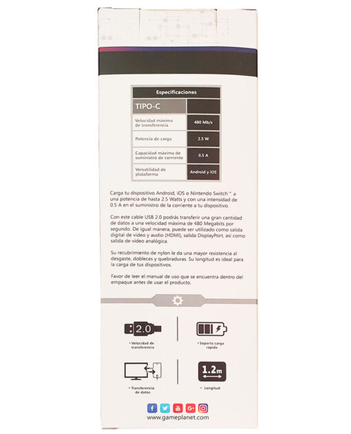 CABLE USB TIPO C CON ADAPTADOR 8 PIN PLATA 1.2M - Image 2