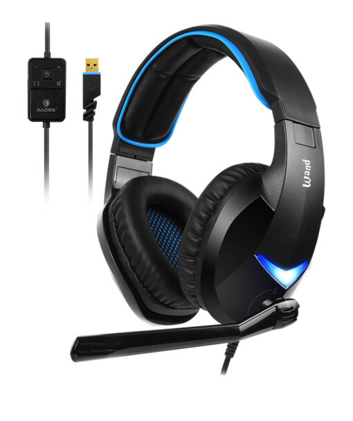 HEADSET PC SADES ALAMBRICO WAND NEGRO Y AZUL - Image 2