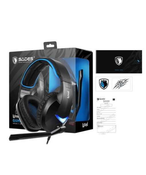 HEADSET PC SADES ALAMBRICO WAND NEGRO Y AZUL - Image 3