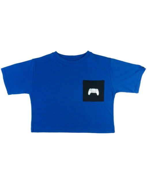 PLAYERA PLAYSTATION AZUL CON POCKET NEGRO CONTROL MEDIANA