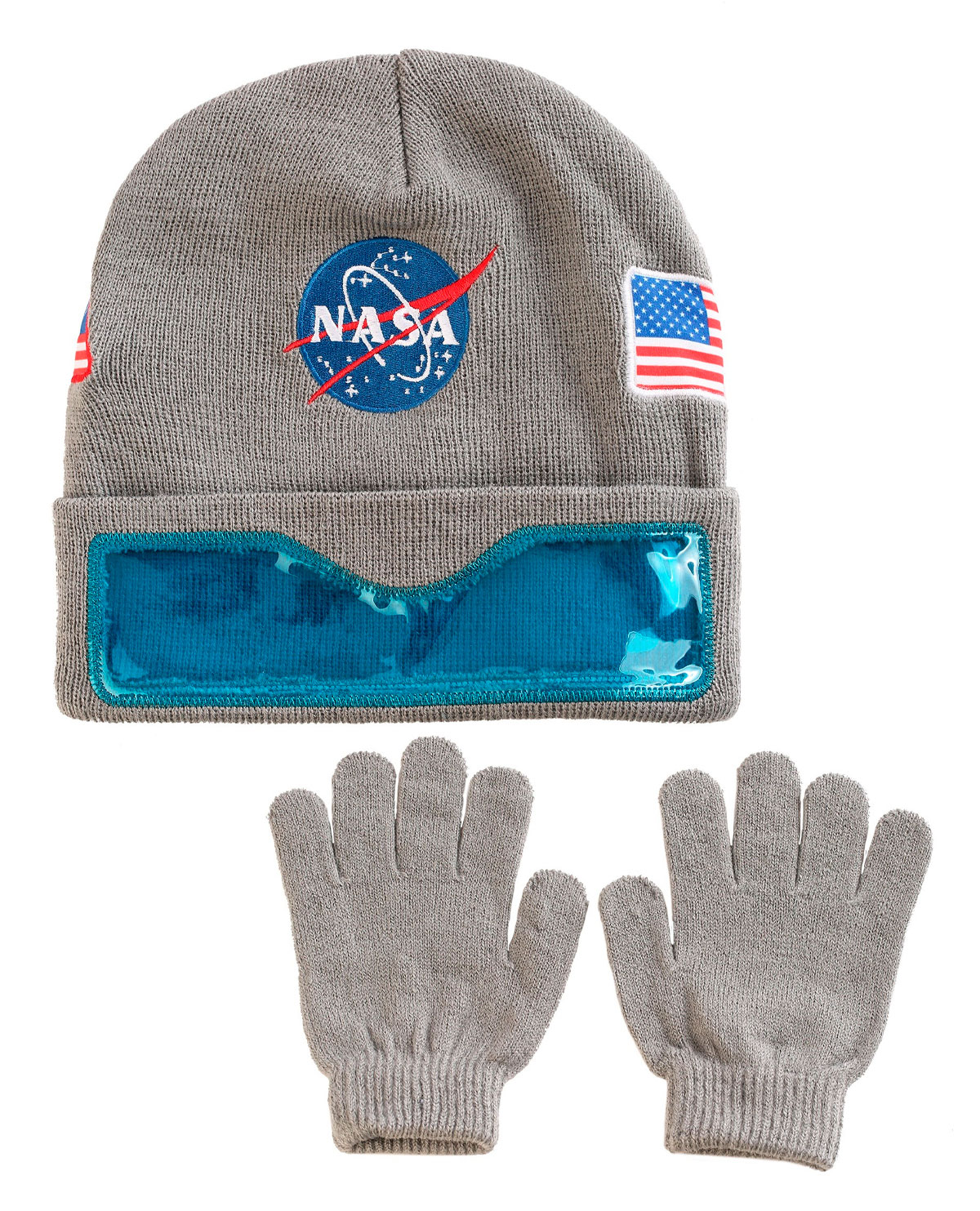 KIT DE GORRO BEANIE Y GUANTES NASA GRIS