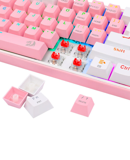 TECLADO MECANICO REDRAGON FIZZ PRO RGB ROSA BLANCO - Image 4
