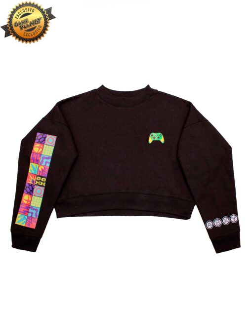 SUDADERA NEGRA PARA MUJER XBOX GEOMENTAL CHICA