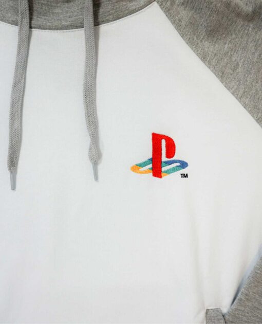 SUDADERA PLAYSTATION GRIS CON BLANCO LOGO RETRO CHICA - Image 2