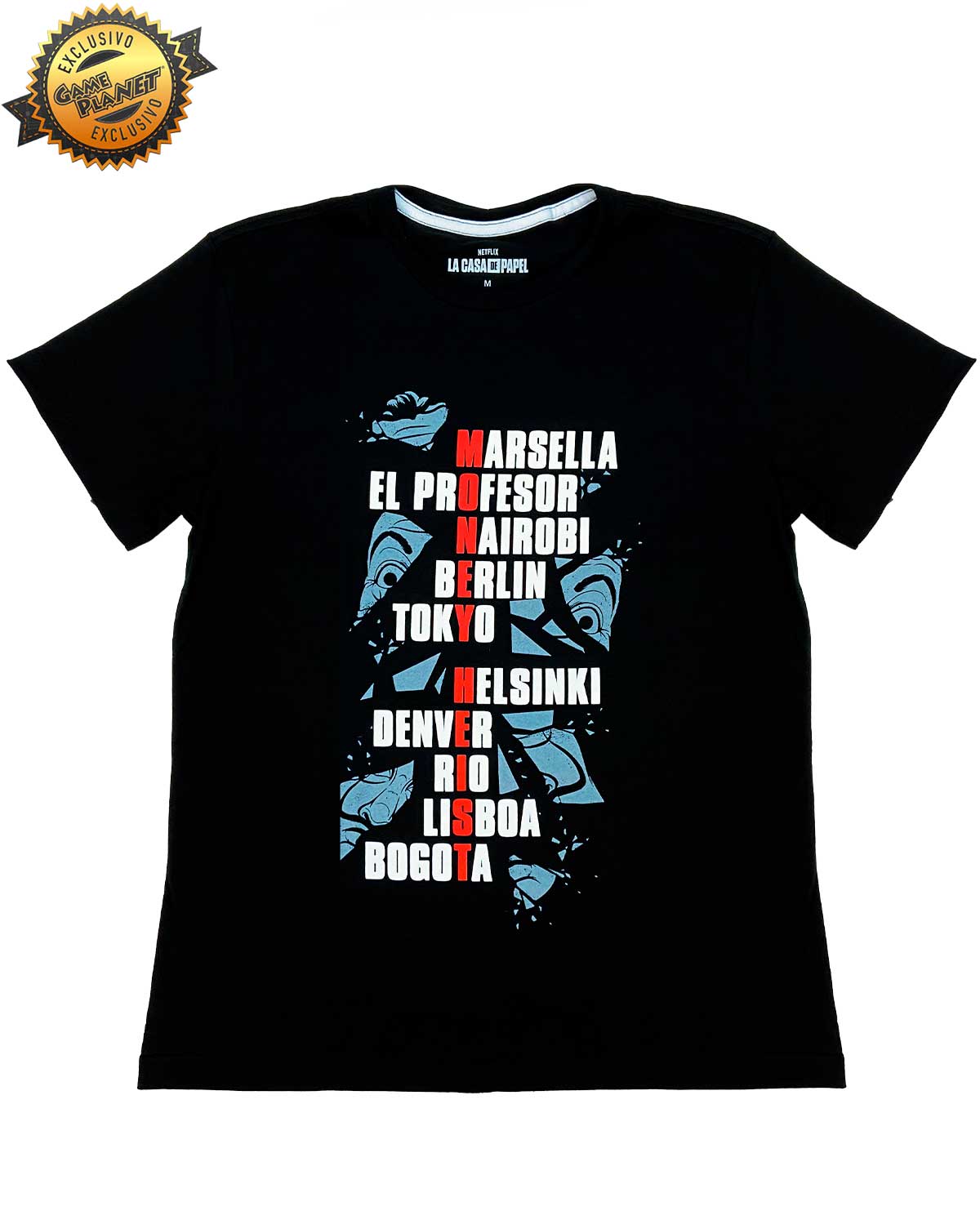PLAYERA LA CASA DE PAPEL MASCARA ROTA MEDIANA