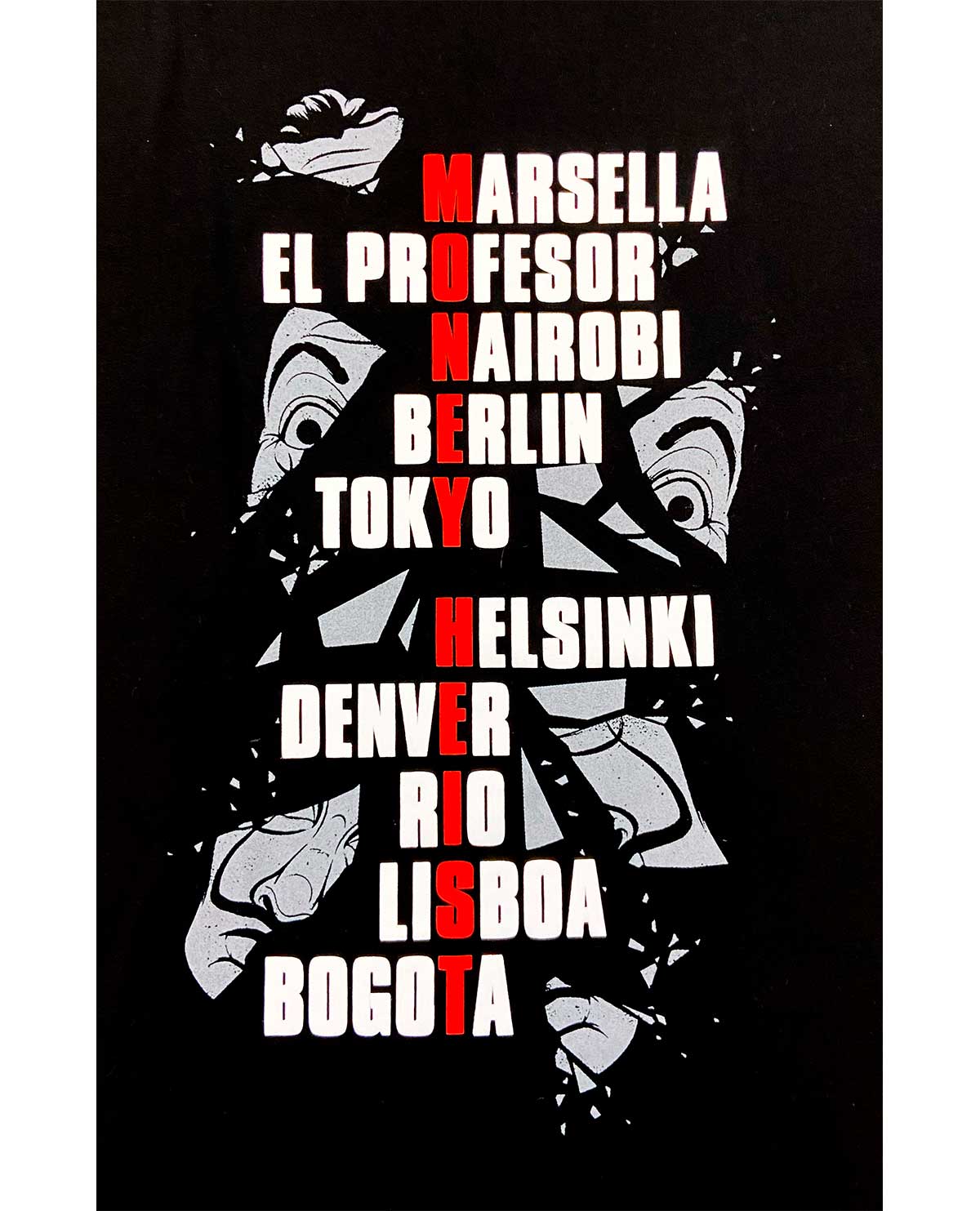 PLAYERA LA CASA DE PAPEL MASCARA ROTA MEDIANA - Image 2