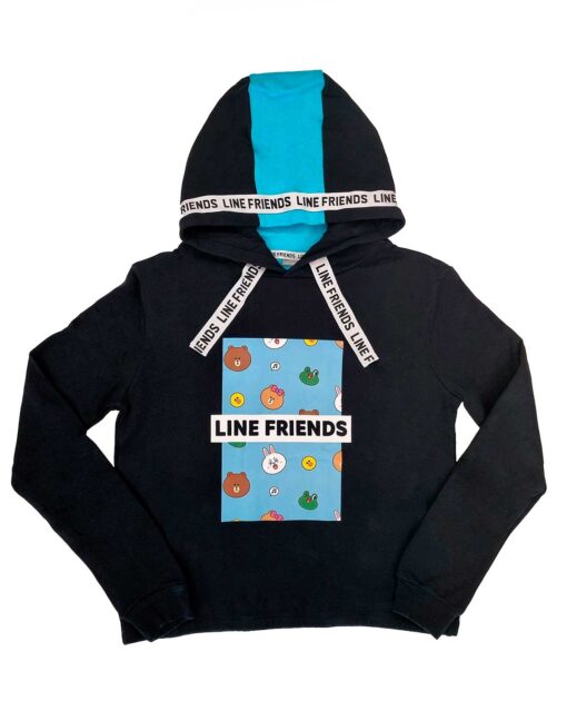 SUDADERA NEGRA CON AZUL BTS LINE FRIENDS UNITALLA